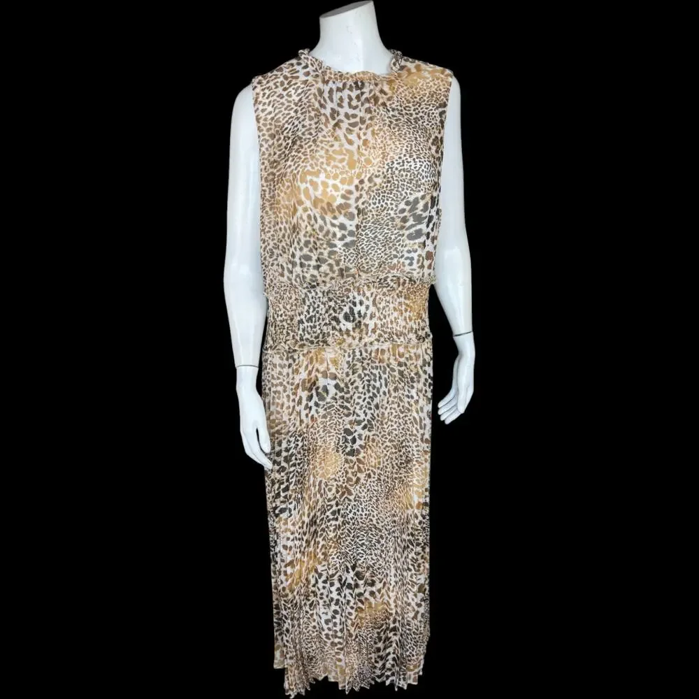 ANTTHONY Originals 1X Leopard Print Chiffon Dress Lined RN83299 Pullover‎ Style